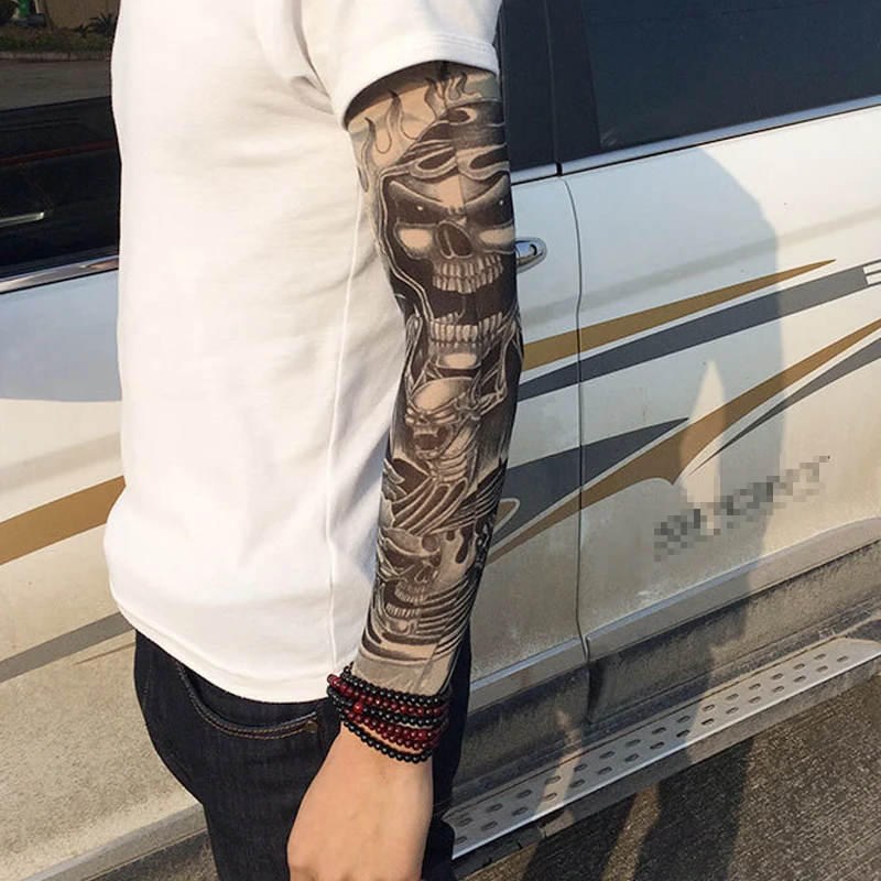 1 шт. трендовые мужские и женские новые высокоэластичные накладные временные тату-рукава Дизайнерские летние солнцезащитные гетры для тела