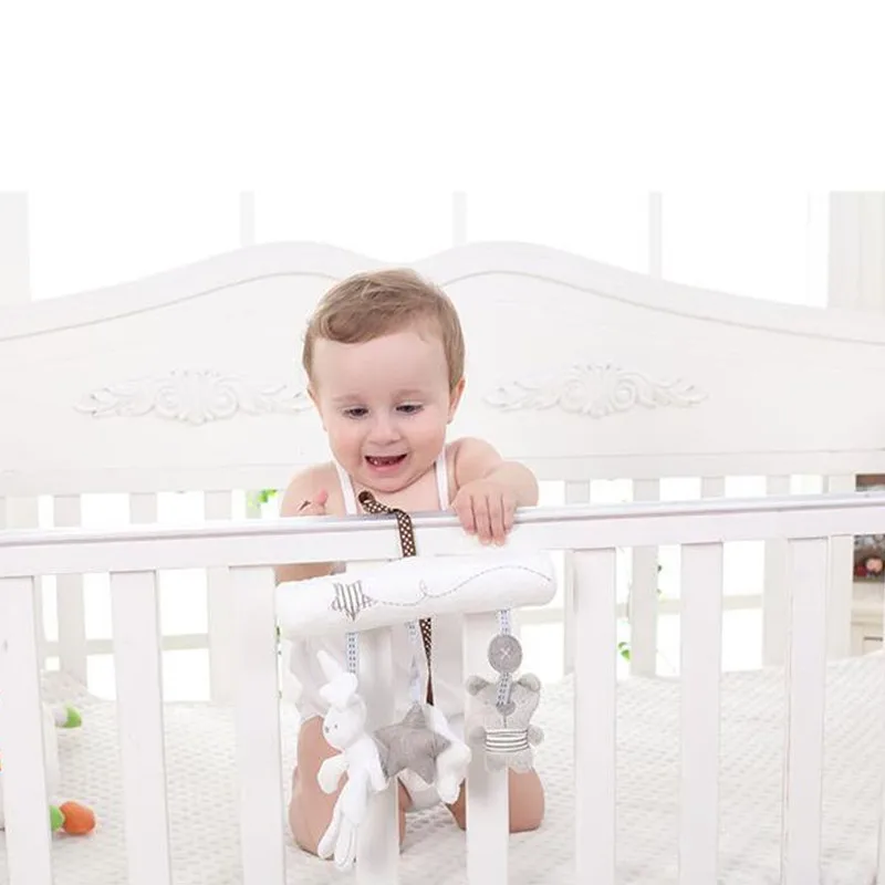 Babyplay игрушка музыкальная кровать безопасное сиденье подвесная плюшевая погремушка игрушка колокольчик многофункциональная плюшевая коляска мобильные подарки скидка 20