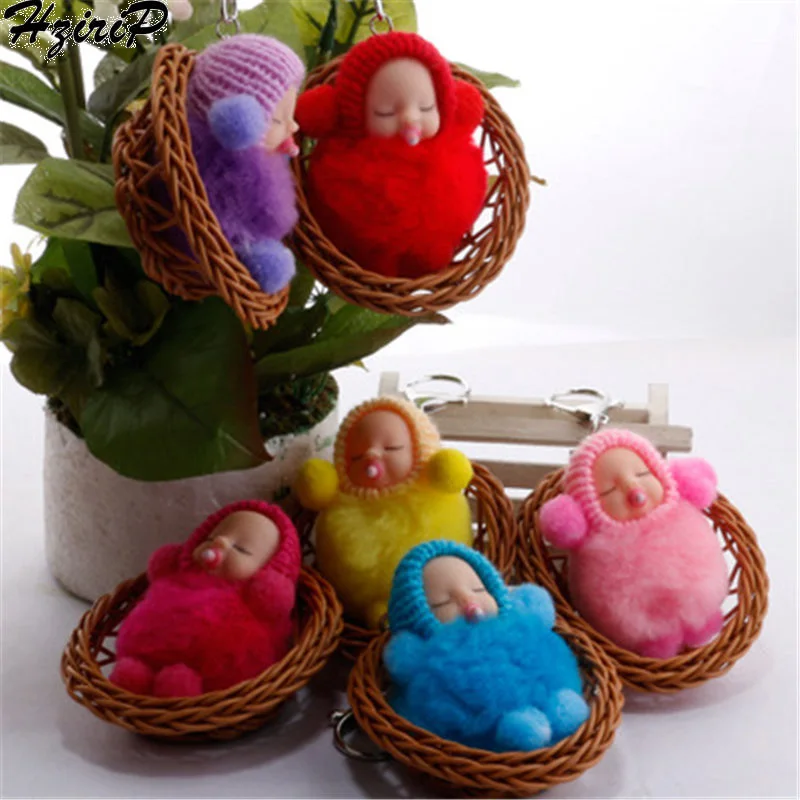 

HziriP 2018 New Hot Sell Soft Hairball Cradle Sleeping Baby Keychain Plush Cute Pendant Toy Stuffed Doll Unisex Pacifier Doll