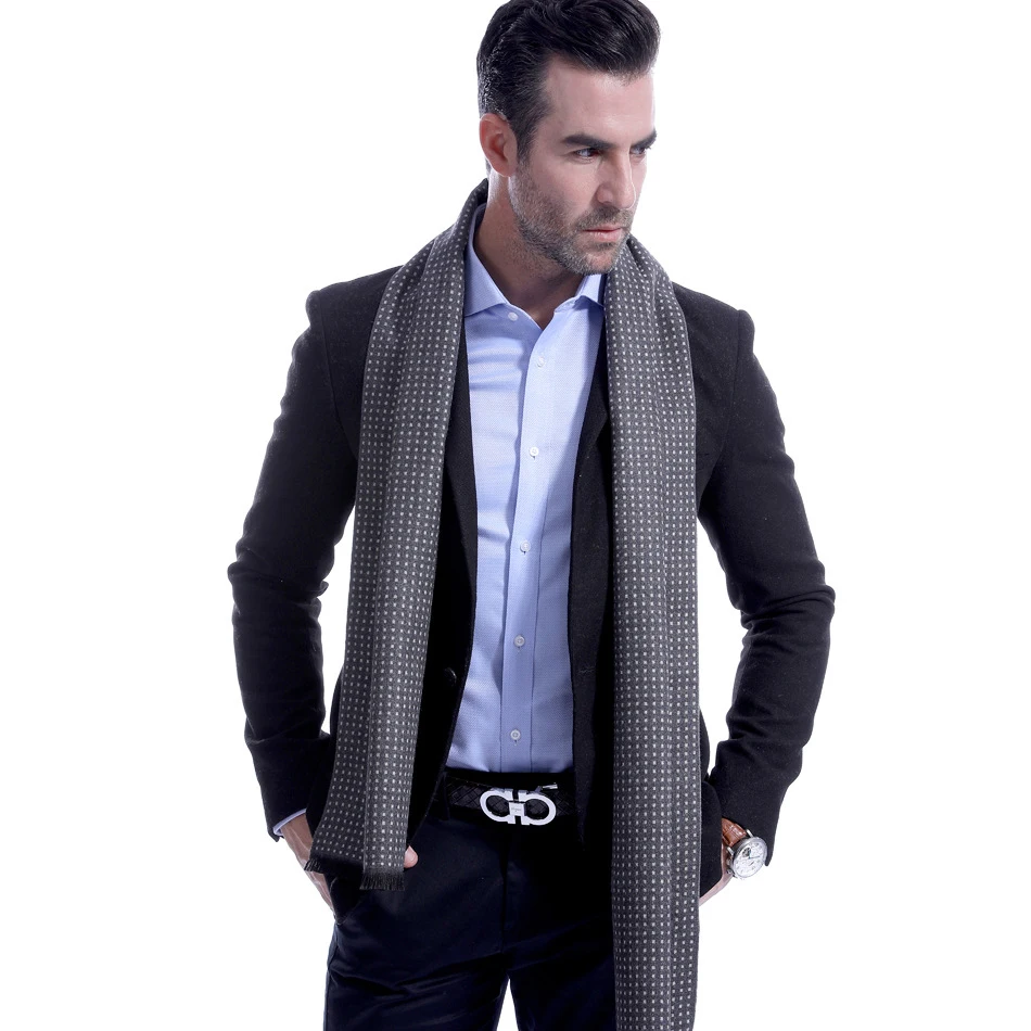 Мужские деловые шарфы, роскошный брендовый зимний шарф, модный теплый мягкий мужской шарф в полоску из смеси вискозы, длинный шарф