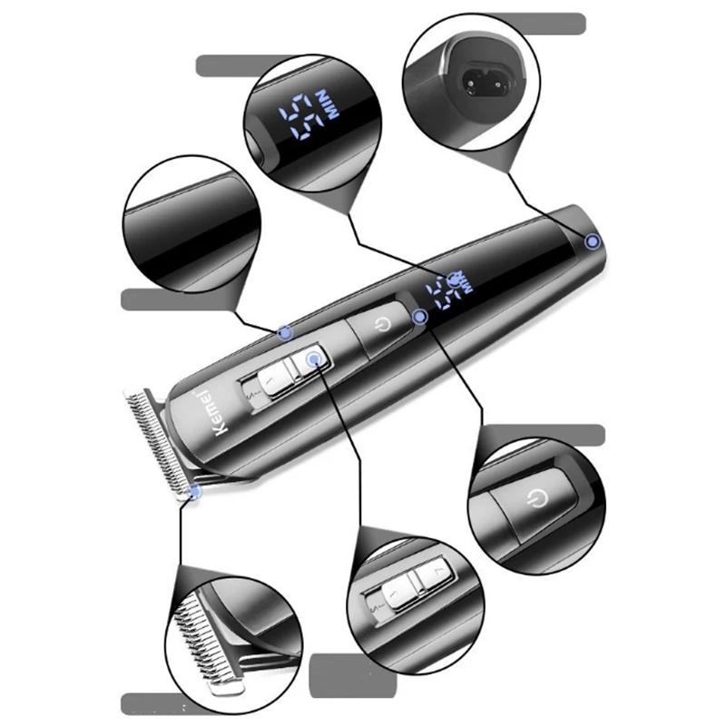 Kemei Km 1628 электрическая машинка для стрижки волос с ЖК дисплеем Дисплей
