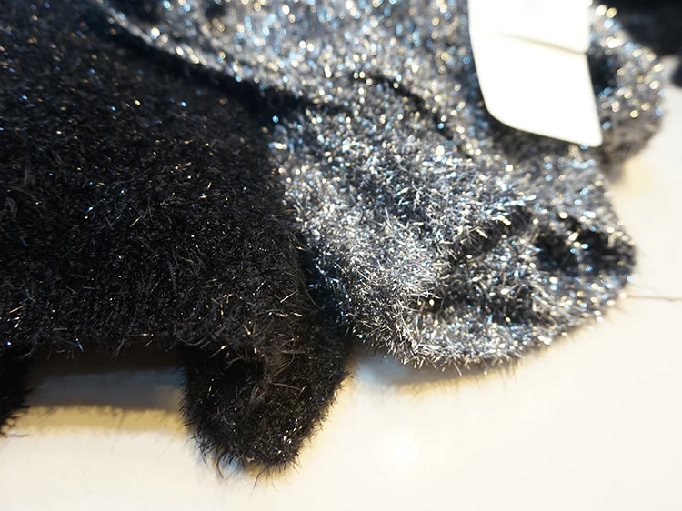 Cakucool Горячая Для женщин золотистый люрекс свитеры для девочек; из меха норки Bling джемпер в Корейском стиле в форме крыла летучей мыши и серебряного цвета Свободный вязаный свитер леди