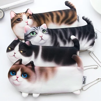 

2020 Creative Kawaii Simulation Cat Pencil Case Soft Fabric Cute Cartoon Pencil Bag Stationery Gift for Girl Boy Student School