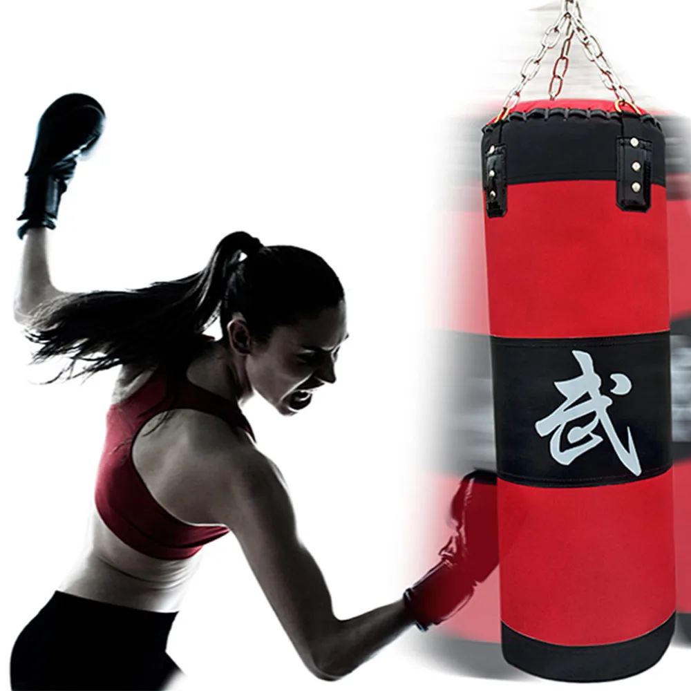120cm Training Fitness MMA Boxing Punching Sandbag Indoor Pressure Relief with Muay Thai Boxing Gloves Hook Chain four Accessory