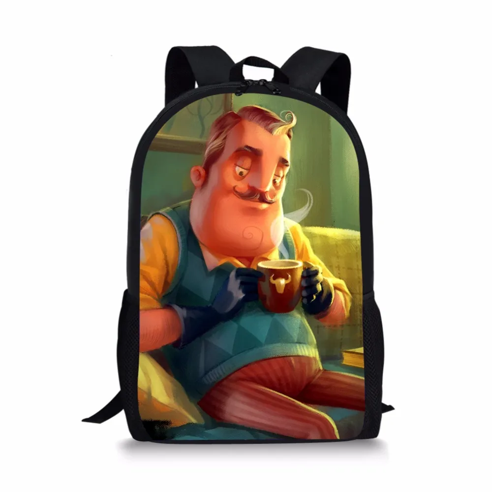 Hello Neighbor мультфильм печати дети школьные рюкзаки для девочек обувь для мальчиков 16 дюймов Детский Рюкзак Ортопедические сумка для малыша сумка 9
