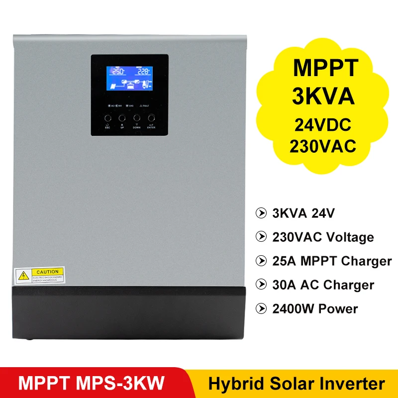 Гибридный инвертор PowMr 3 кВА 2400 Вт 24 В 220 В|hybrid inverter|pure sinesine wave |