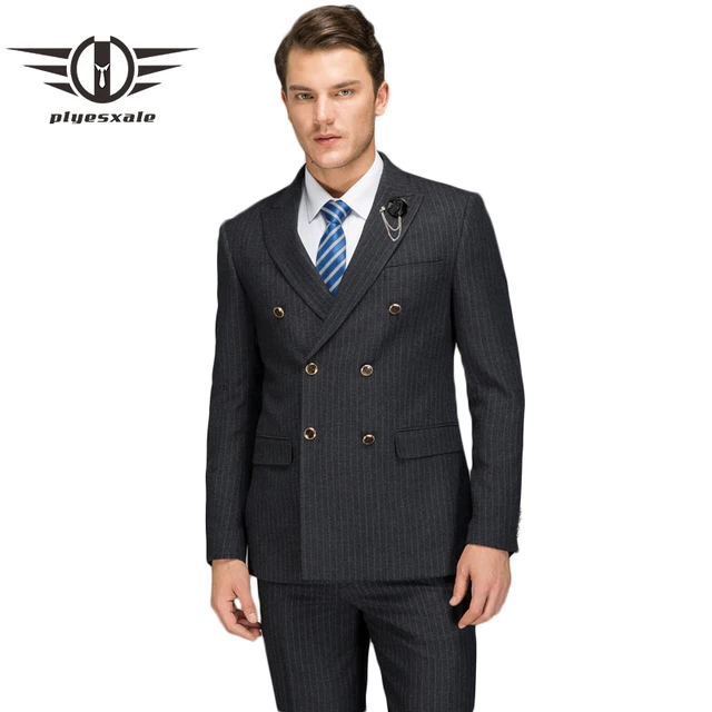 Plyesxale Double Ted Suit Men 2018 Slim Fit Mens Wedding Suits Plyesxale Double Ted Suit Men 2018 Slim Fit Mens Wedding Suits Black Grey With