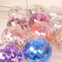 50 шт./лот смешанные цвет блесток заполняет прозрачный 12 дюймов воздушные шары на день рождения Декоративные разноцветные, алюминиевые