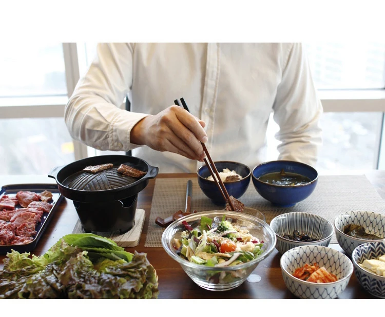 Многофункциональный чугунный домашний мини-барбекю для одного человека, барбекю, Корейская кухня, антипригарная плита для гриля