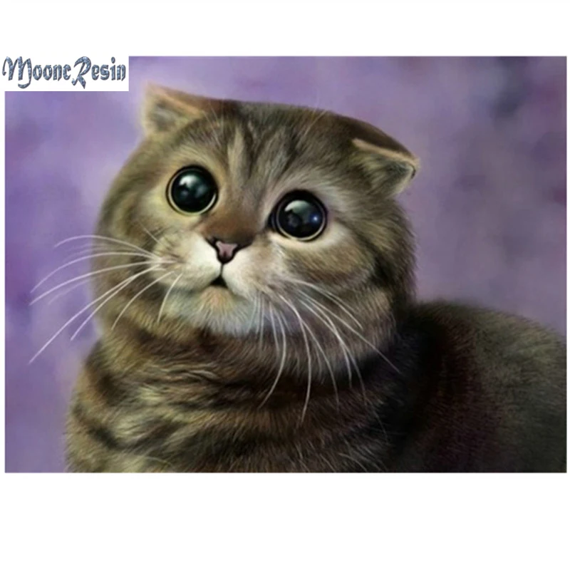 

Animals 5D Diamond Painting Cross Stitch The Staring Cat Diamond Mosaic Full Square Drill 3D Diamond Embroidery Decoration Gifts