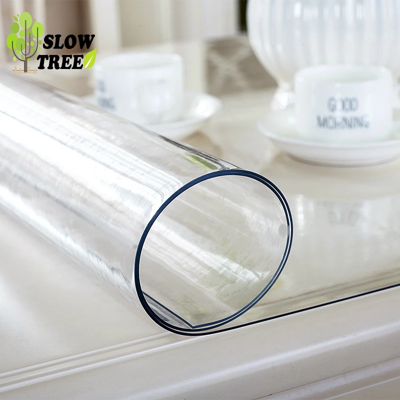 

Slow Tree PVC Tablecloth Transparent Press Table Mat Waterproof Ant Oil Antifouling Cover Desk/Cabinet Cover Cloth Party Family