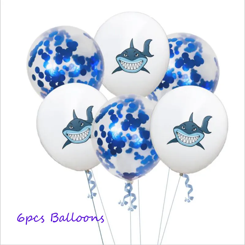 Omilut Baby Shower Boy Shark принадлежности для дня рождения Детские акулы одноразовые тарелки/чашки/бумажные скатерти Принадлежности Декор - Цвет: 6pcs balloon