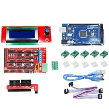 CNC 3D-принтеры комплект для Arduino Mega 2560 R3 + пандусы 1,4 + ЖК-дисплей 2004 + A4988 Драйвер шагового двигателя