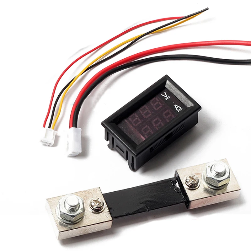 

Mayitr 1pc DC 100V Digital Voltmeter Ammeter Blue Red LED Amp Volt Meter Current Shunt 100A