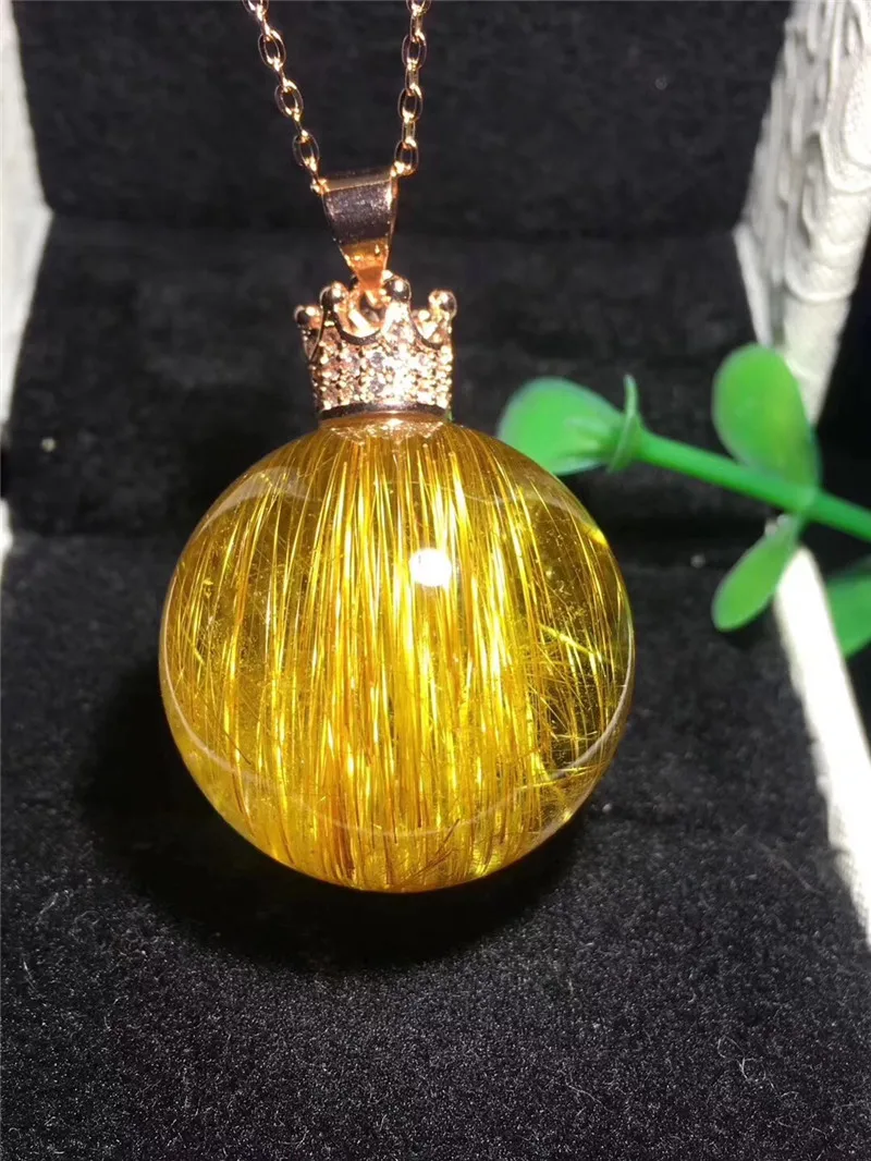 Natural Gold Rutilated Quartz Titanium Pendant (2)