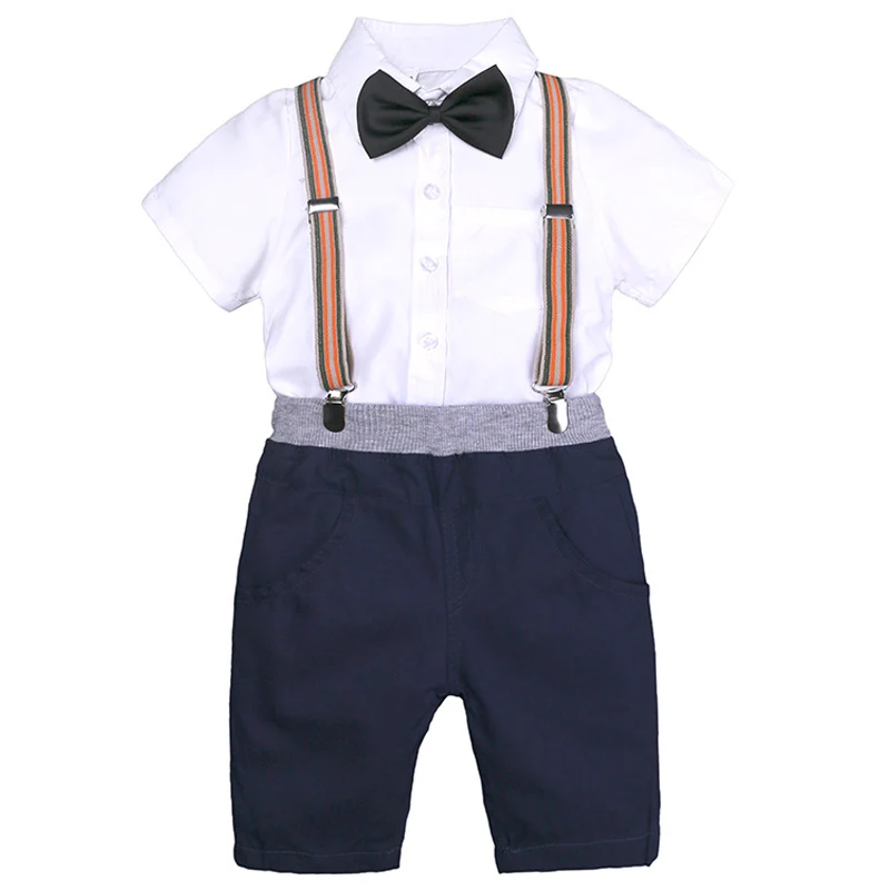 Летние комплекты одежды для мальчиков спортивные костюмы для маленьких мальчиков Одежда для детей костюм джентльмена для мальчиков; комплект детской одежды из 2 От 4 до 6 лет - Цвет: White