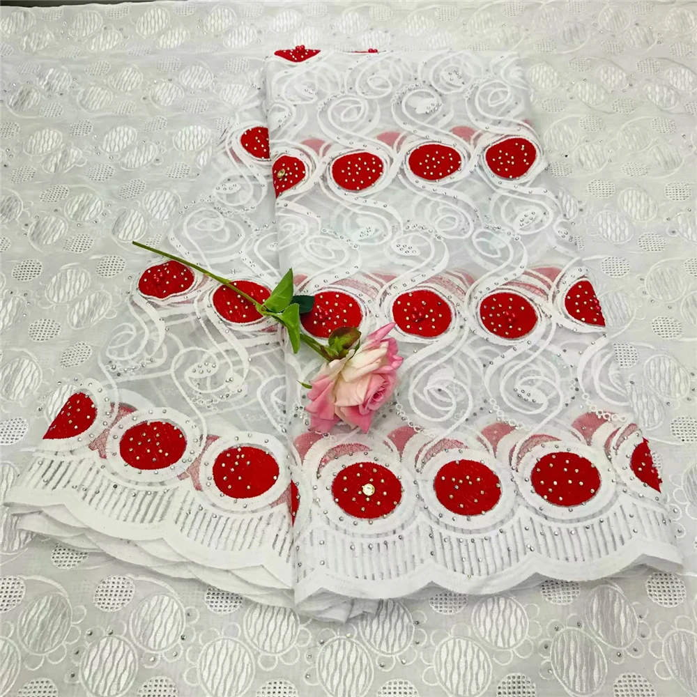 

2019 red Color Beaded Stones Lace High Quality African Tulle Lace Fabric New Arrival Nigerian Lace Fabrics For Wedding