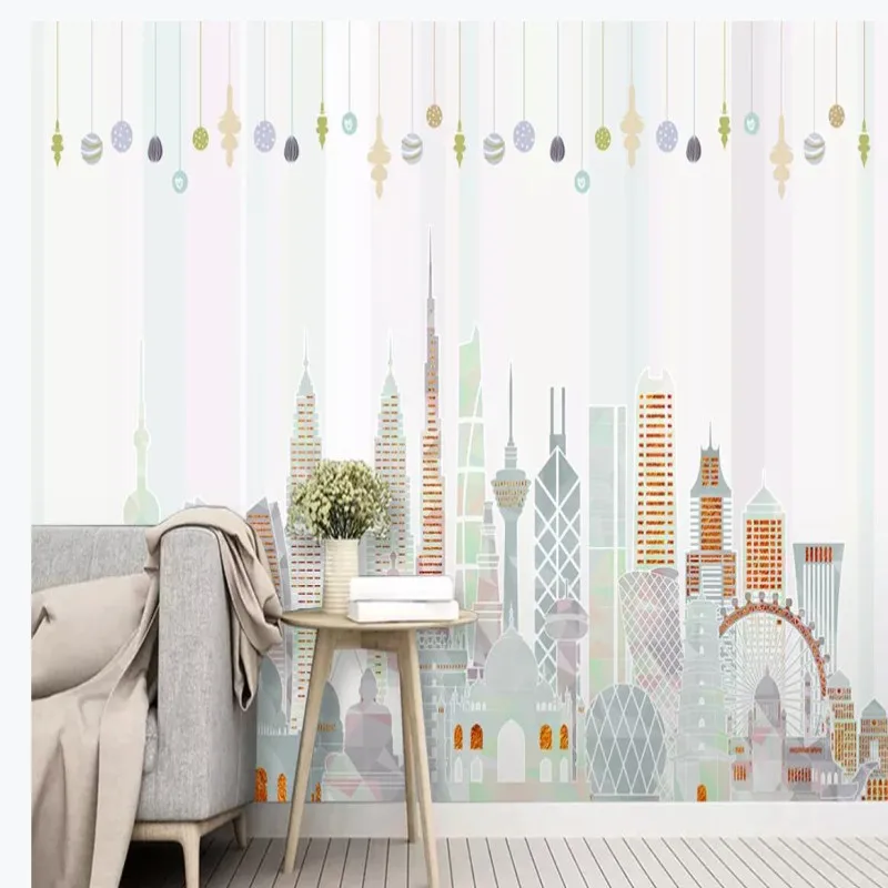 

Small fresh dream fashion city million lights wall cloth wallpaper wall