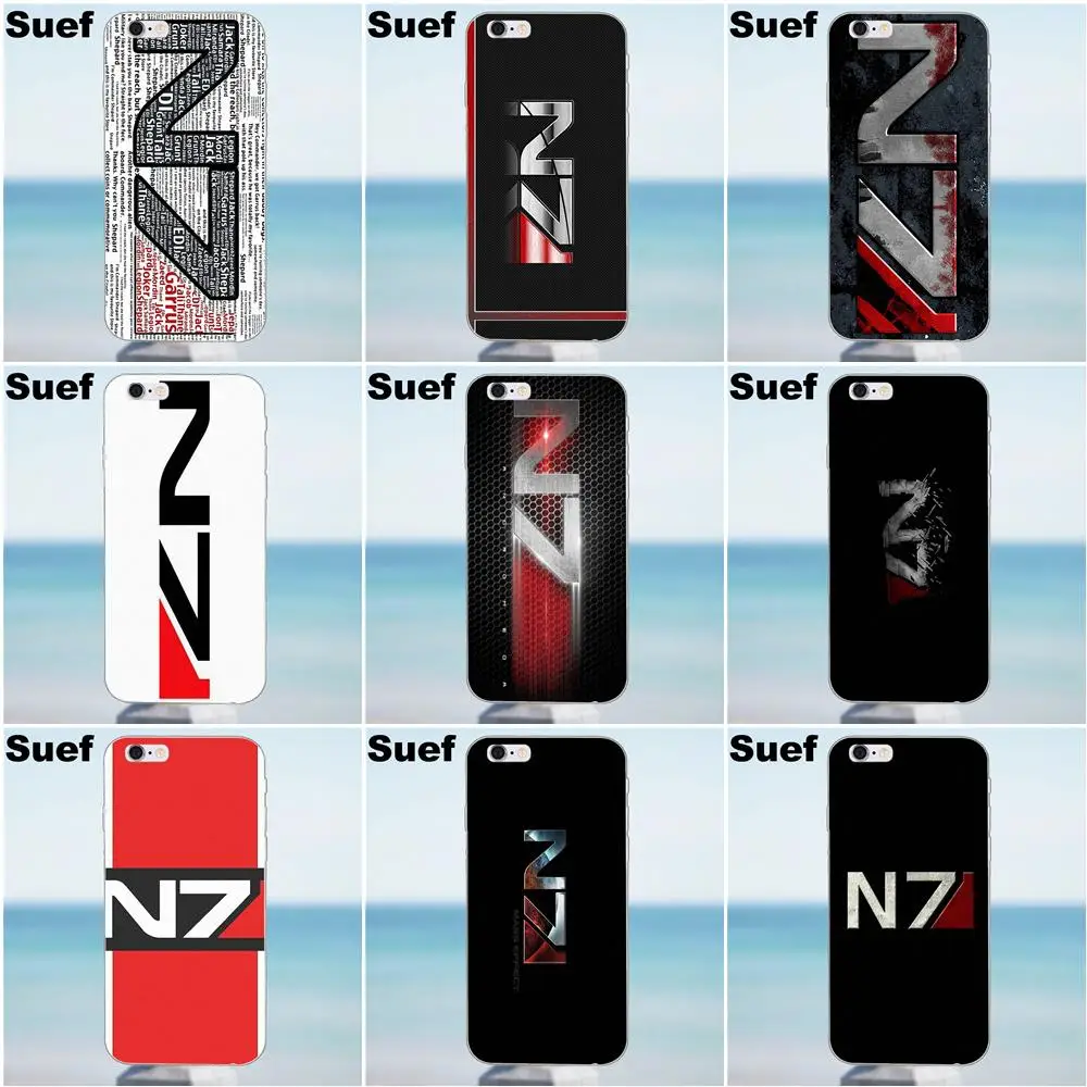 Suef Mass Effect N7 логотип для iPhone 4 4S 5 5S 5C SE 6 6S 7 8 Plus X Samsung Galaxy J1 J3 J5 J7 A3 A5 2016 2017 мягкая новая
