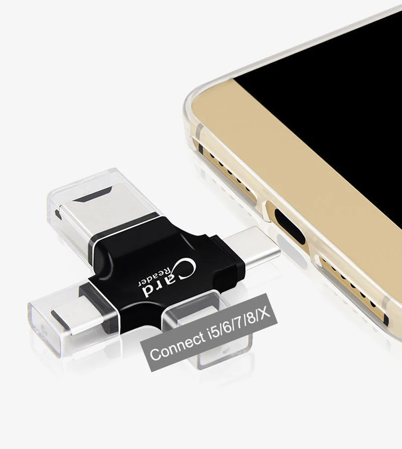 Мини 4 в 1 Micro SD microsd TF кард-ридер для iPhone Xs XR 5 6 7 8 PLUS type C Micro USB для iPad для Macbook OTG Android PC