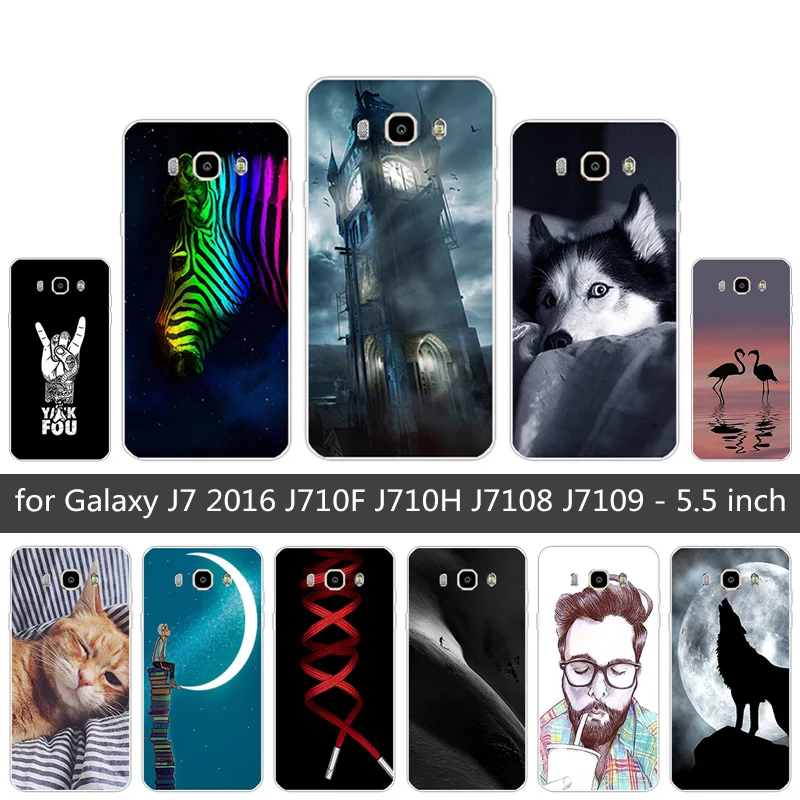 Чехол для Samsung Galaxy J7 (2016) J710F Мягкий чехол из ТПУ силиконовый с концом волка Funda J710