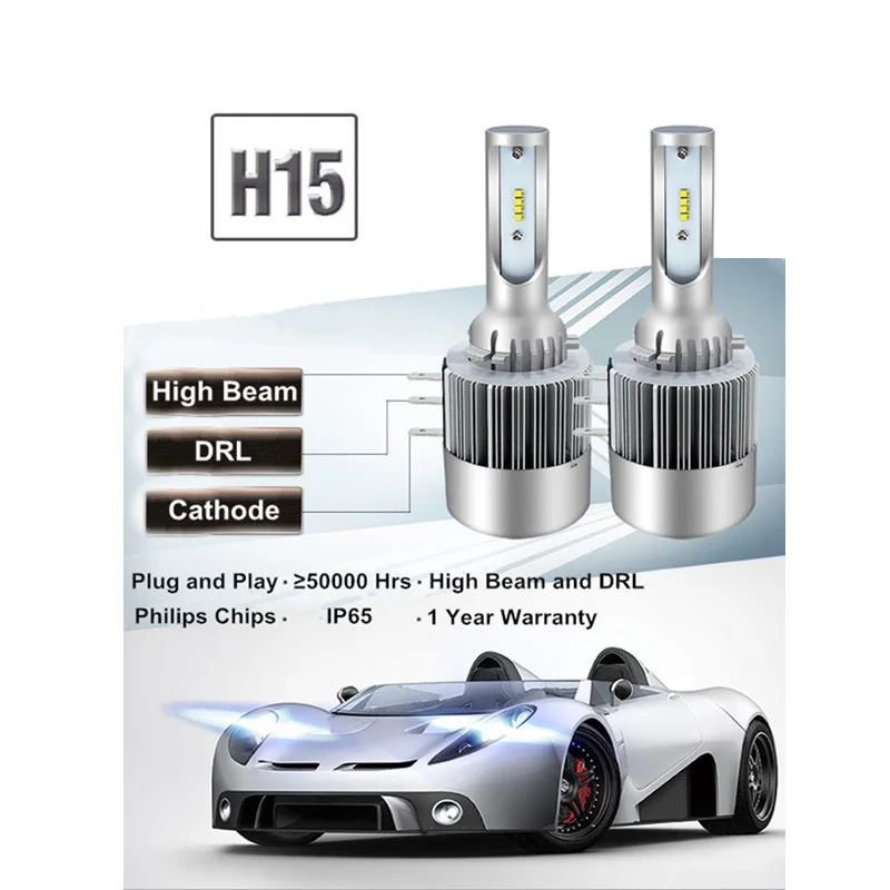 

2x H15 LED 80W 16000LM Car Headlight Lamp Bulb for Ford Kuga Golf 7 Mazda CX 5 Audi BMW CANBUS