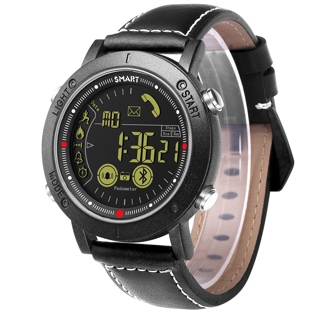 

Neutral intelligent electronic waterproof watch leather strap Bluetooth connection mobile APP to call social information reminde