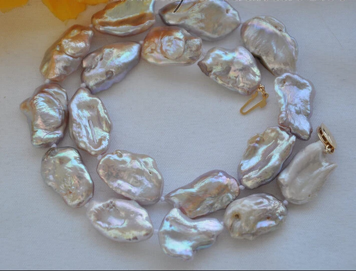 

FREE shipping>>> >>z4884 18mm purple baroque keshi reborn freshwater pearl necklace 17inch