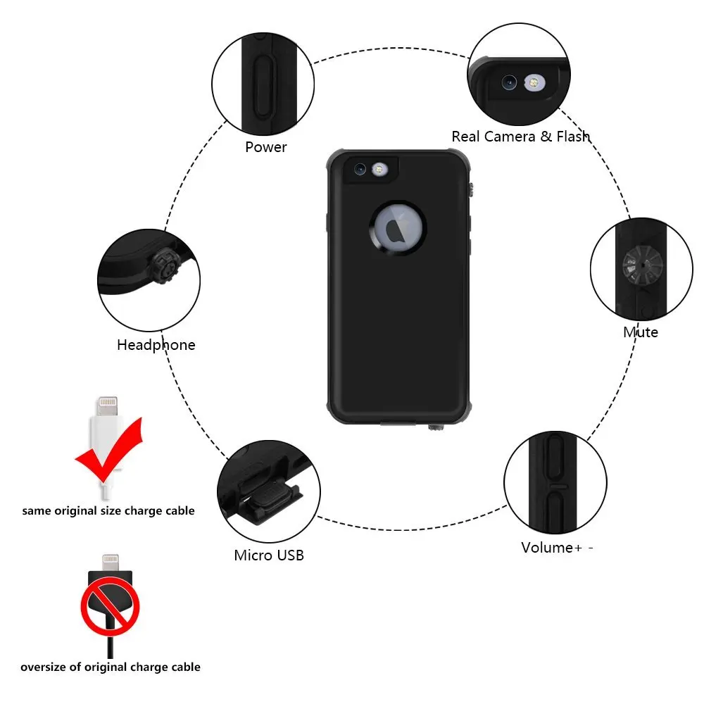 Чехол для iPhone6/6s IP68 Водонепроницаемый ударопрочный грязеотталкивающий защитный