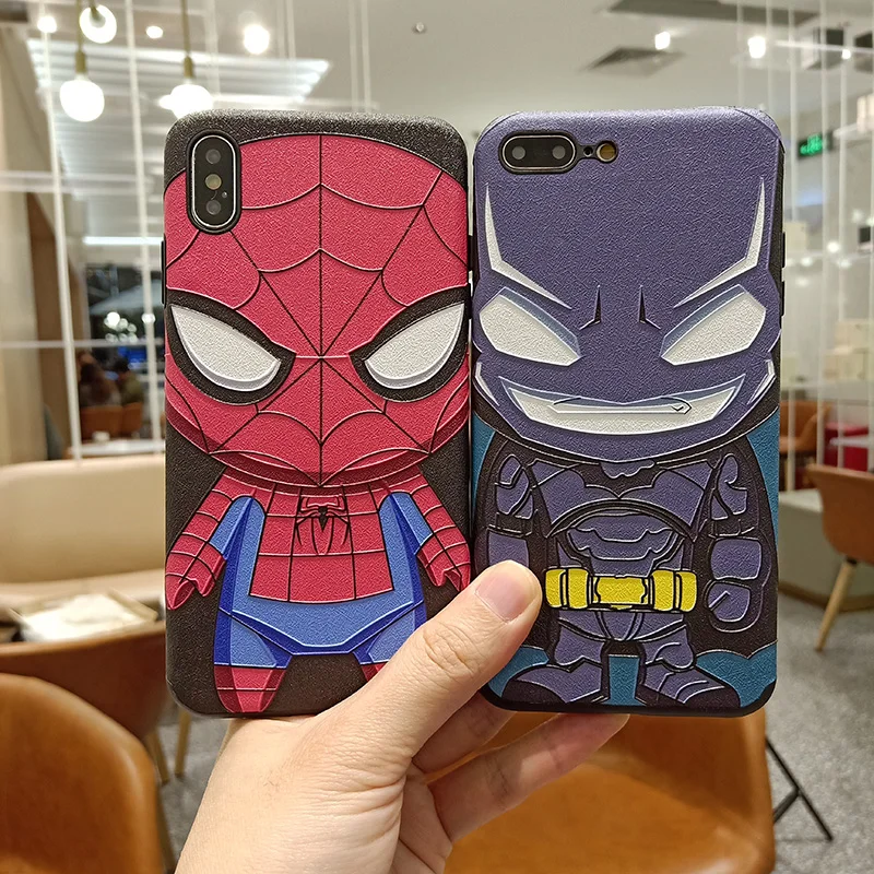 Cartoon Batman Spiderman Case for iPhone 8 7 6S Plus