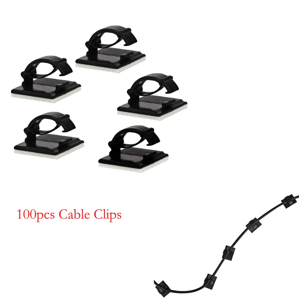 

100Pcs/Lot Adhesive Car Cable Clips Cable Winder Drop Wire Tie Fixer Holder Organizer Desk Wall Cord Clamps White Black