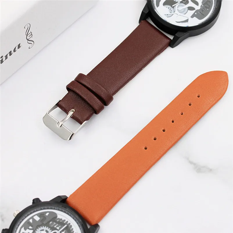 Luxury Fashion Men Watches Classic Stainless Steel Quartz Analog Watch Leather Quartz Wrist Watch Casual Wristwatch clock M24 (8)