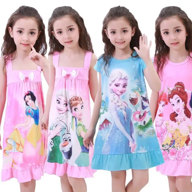 

Summer Girls Dress Snow Queen Anna Elsa Olaf Princess Dresses for Girls Kids Sleepwear Snow White Dress Birthday Party Clothes