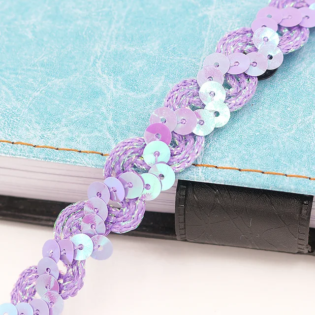 5Meters 1.5cm Loose Round Flat Sequins Laser Giltter Paillettes Sequins for Crafts Sewing on Cloth Accessory Sequin Trim light purple