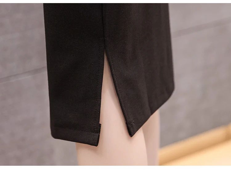 S-5XL Plus Size New Fashion Elegant Women's Midi Pockets Skirt Slim OL Sexy Open Slit Pencil Skirt Knee-Length Office Lady Skirt