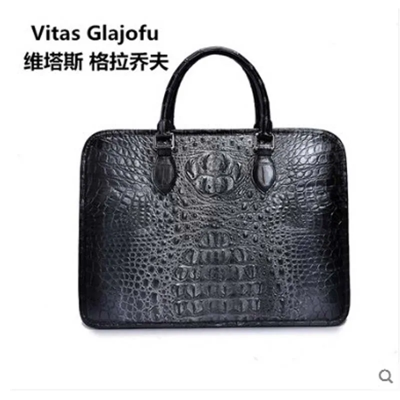 

weitasi 2019 new Crocodile skin handbag for man business man black silver hand carry bag