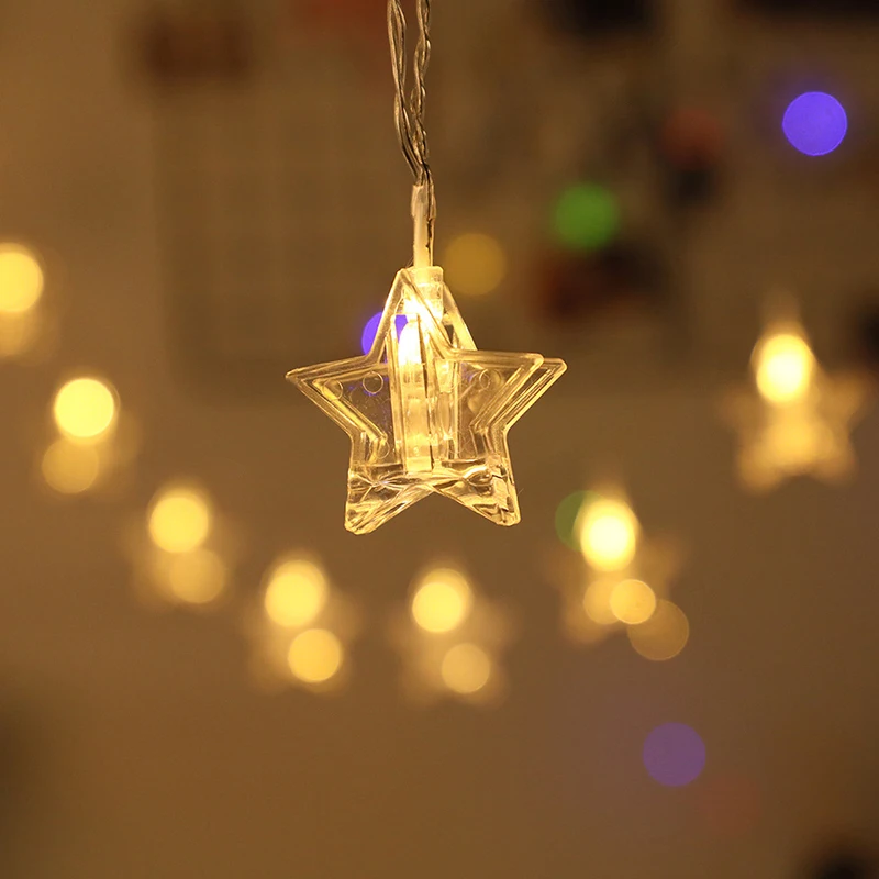 Светодиодный светильник со звездами, настенный светильник с зажимом, креативный маленький цветной светильник, украшение для комнаты, украшение на день рождения