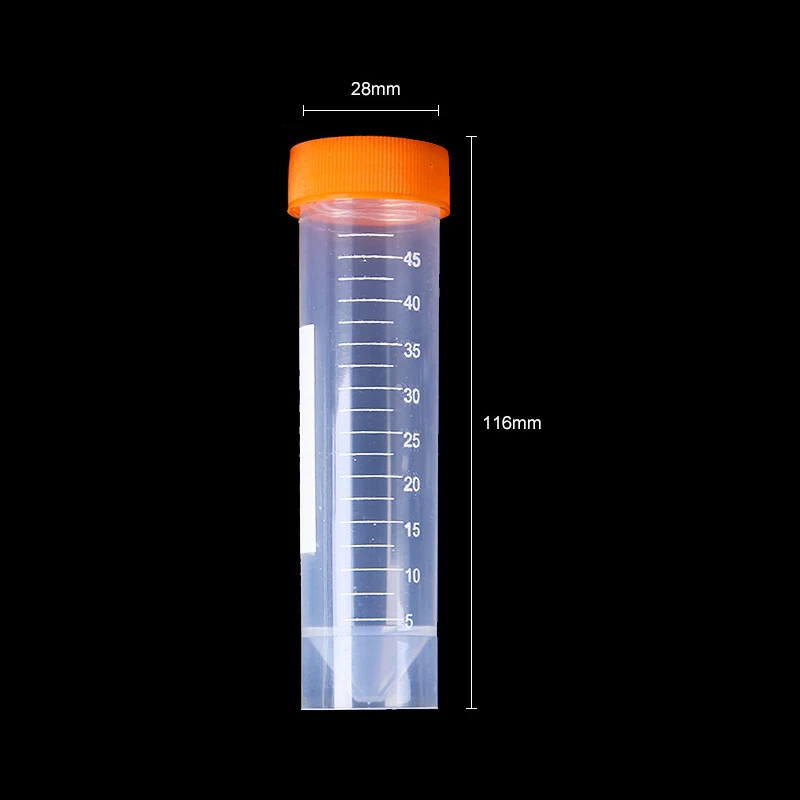 

50 Pcs Plastic 50ml Test Centrifuge Tube Flat Bottom Self Standing