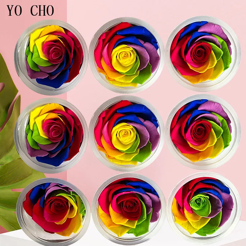 

YO CHO 9-10CM Big Rose Eternelle Natural Rose Preserved Flowers 5-6CM Colour Immortal Roses Valentine's day Gift DIY Party Decor