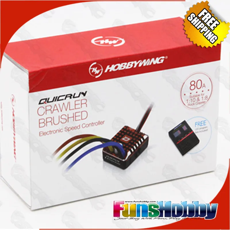 Goede Hobbywing quicrun 110 1 8 wp crawler borstel geborsteld 80a elektronische snelheidsregelaar waterdichte esc met programma box led bec xt60