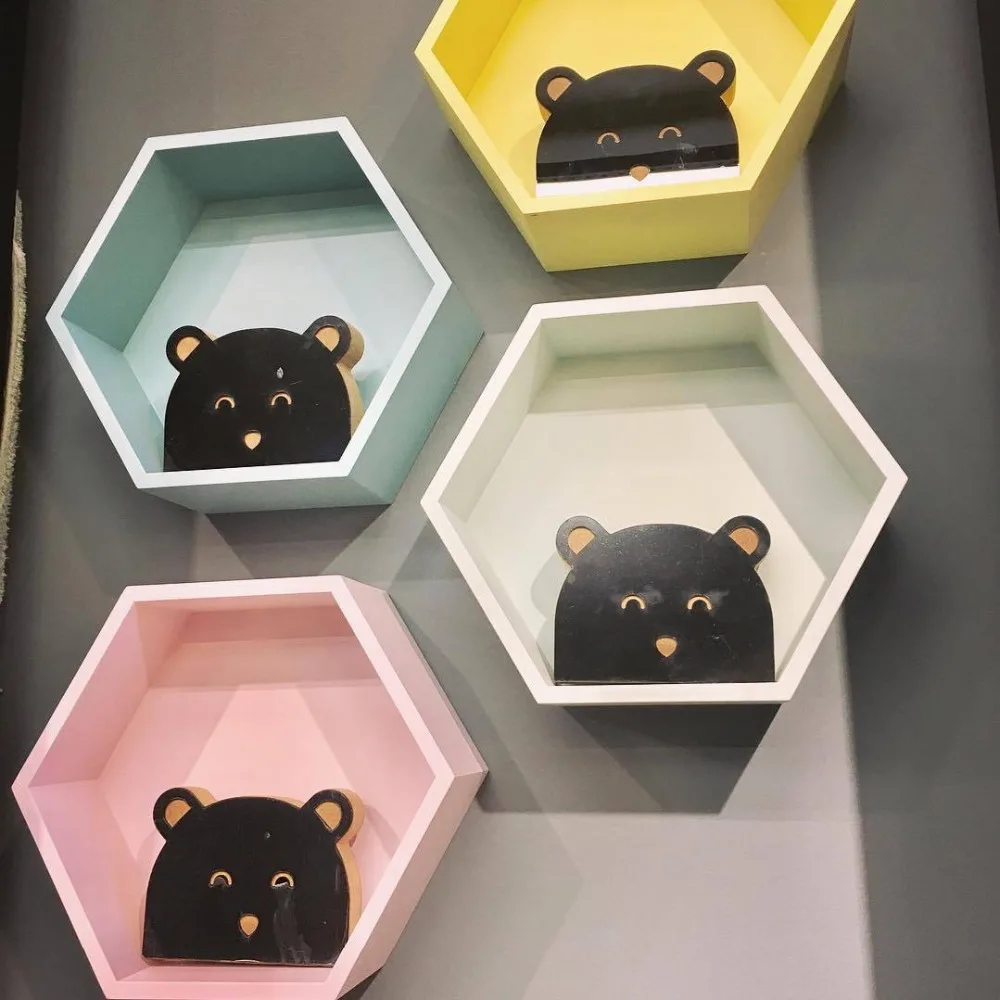 Wooden Crafts Nordic Nursery Kids Room Decoration Shelf