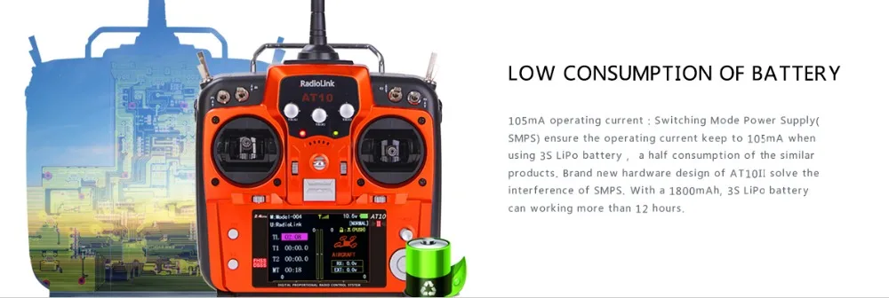 Радиолинк AT10II 2,4G 10CH система дистанционного управления Передатчик R10D приемник отправьте отзывы о напряжении Модуль и подвесной ремень