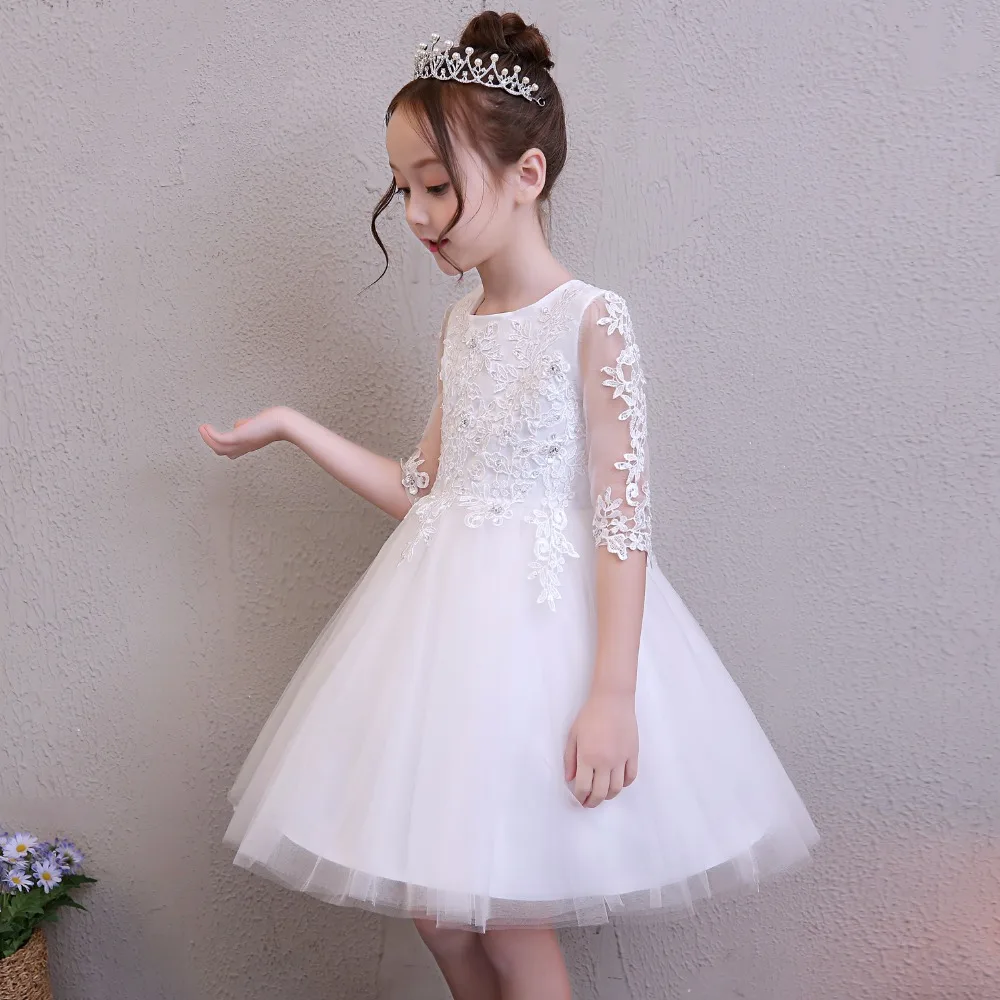 Детское белое и розовое платье для девочек милые платья принцессы для девочек-подростков от 4 до 16 лет, хлопковые платья для дня рождения, свадьбы, детские платья
