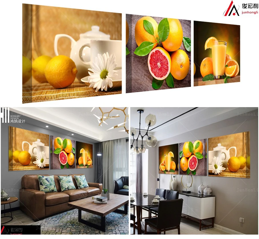 

Triptych Lemon Paintings For The Modular Kitchen Images Oil Painting Wall Poster Pictures For Living Room Pictures Decoration
