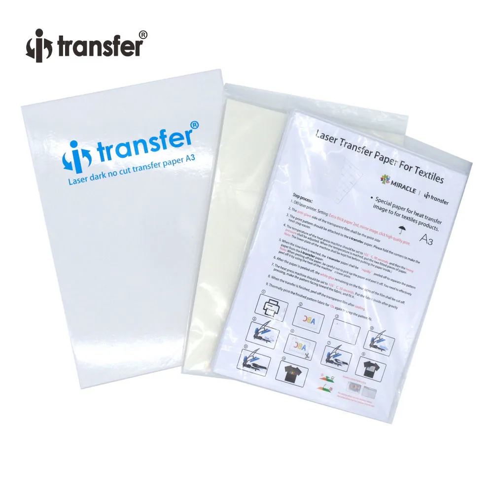 I transfer Papel de transferencia láser oscuro sin cortar, papel especial  A3 para transferencia de imágenes por calor a Textiles de camisetas, 50  juegos| | - AliExpress