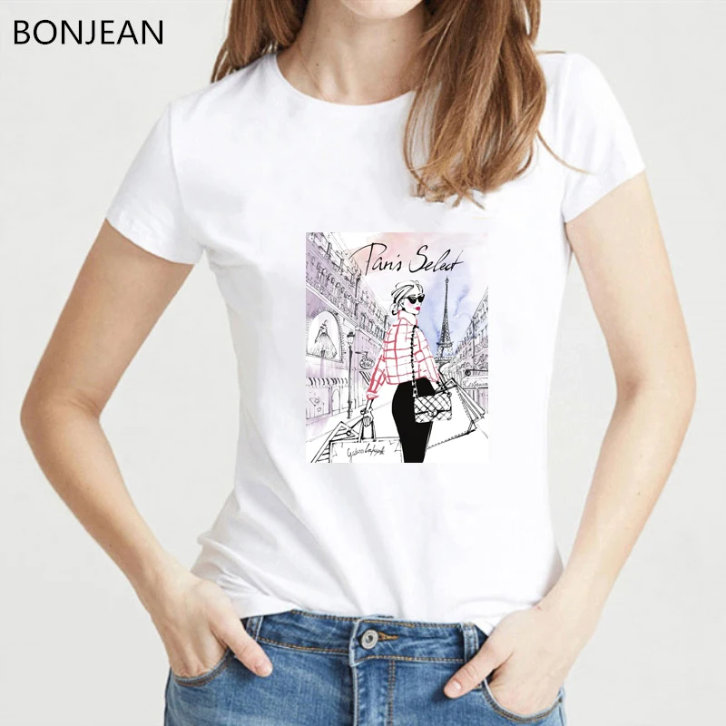 

Enjoy the spirit Paris Eiffel Tower T Shirt women summer hipster t-shirt femme novelty design casual ladies Tops cute Girl Tee