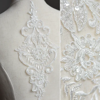 

6Pieces Wedding Decoration Manual Bead Flowers Wedding Dress Headdress Veil Wedding Shoes Lace Flower Applique DIY Patch RS799