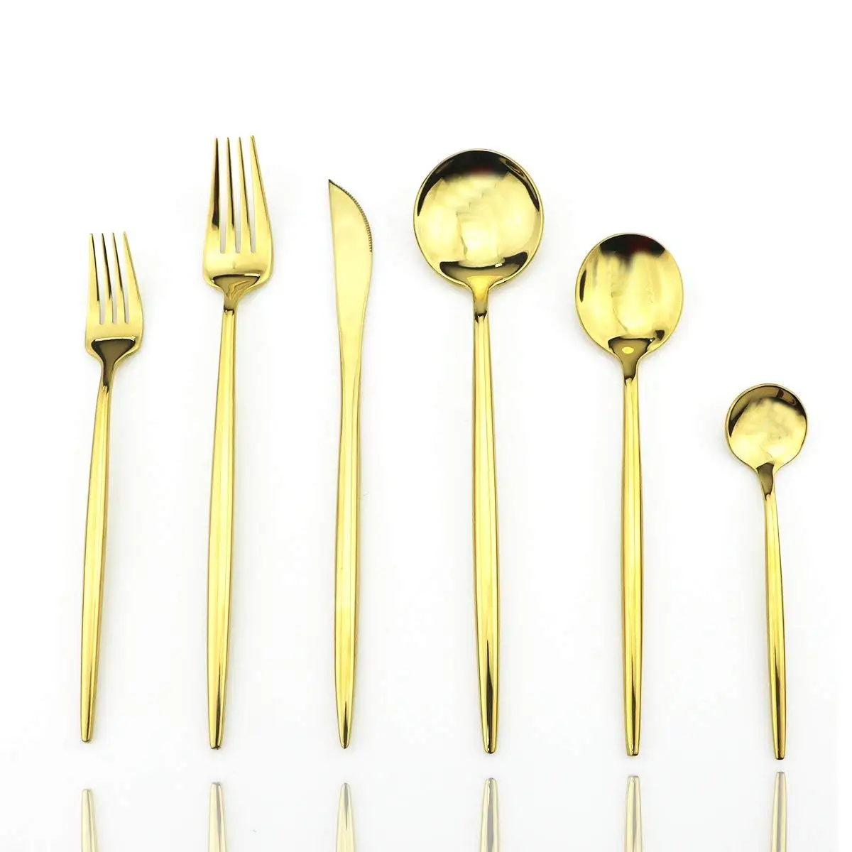 

Luxury Dinnerware Set 18/10 Stainless Steel Royal 24-Piece Gold Cutlery for Wedding Festival Christmas Party Dinner Knife Fork