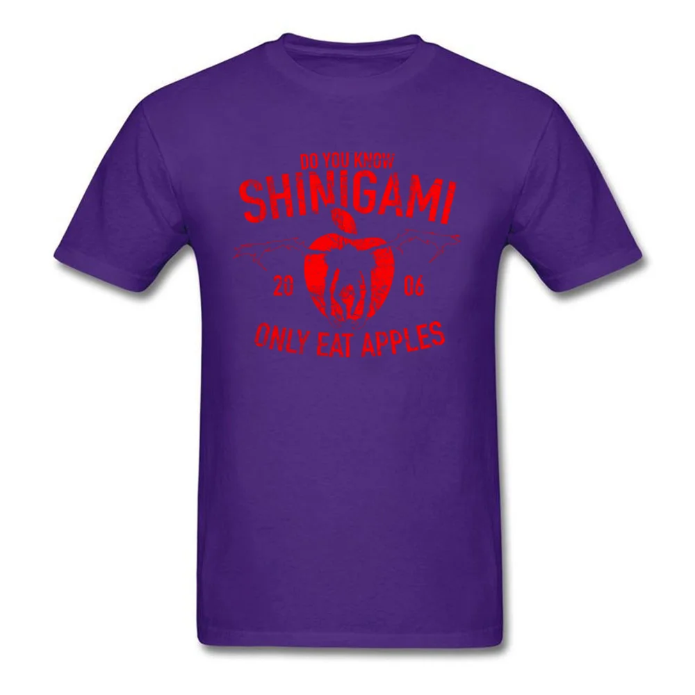 Normal Designer Funny Tops Shirt O-Neck ostern Day Pure Cotton Short Sleeve T-Shirt for Men Group Tops Shirt Free Shipping Do you know Shinigami only eat apples purple