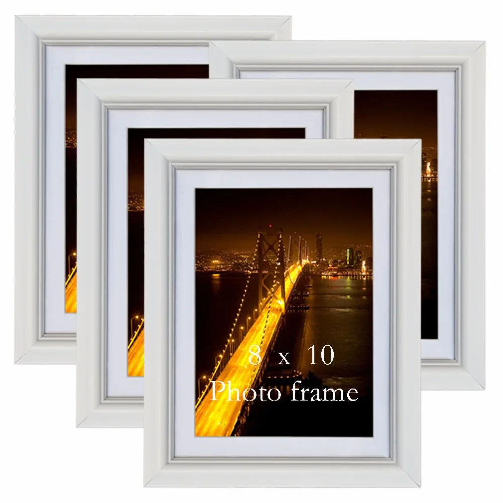 

Giftgarden 8x10 White Fashion Art Pattern Wall Picture Frames Living Room Decor Wooden Photo Frames Set of 4